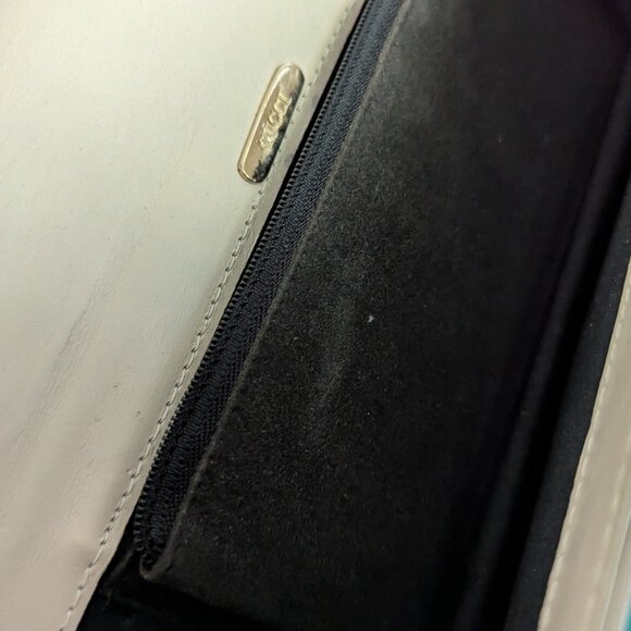 VINTAGE BEIGE CREAM ENVELOPE BAG GENUINE LEATHER 1970s Like New - Picture 8 of 11